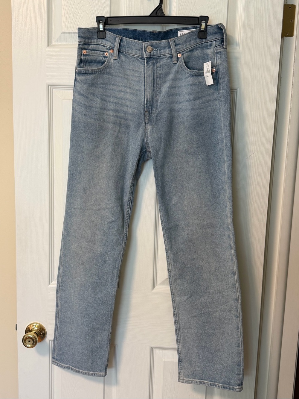 NEW Womens 90s Straight High Rise Jeans sz 12 Short light blue denim GAP